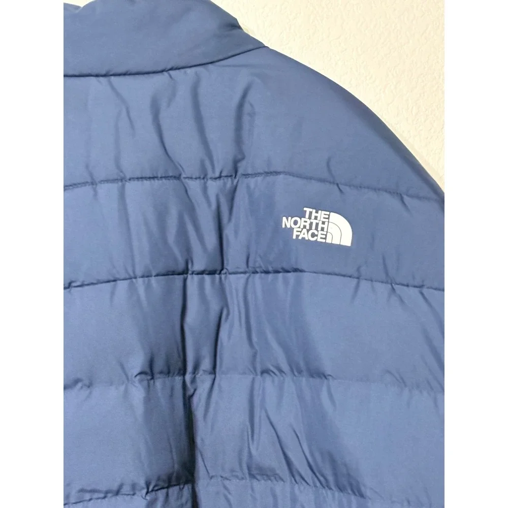 The North Face Mens 5X Blue Puffer Coat Down Insulated Zip Pockets Branded